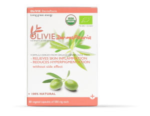 OLIVIE DERMAPSORIA, organic capsules to reduce skin inflammation, rich in polyphenols, for psoriasis, atopic, eczema and acne.