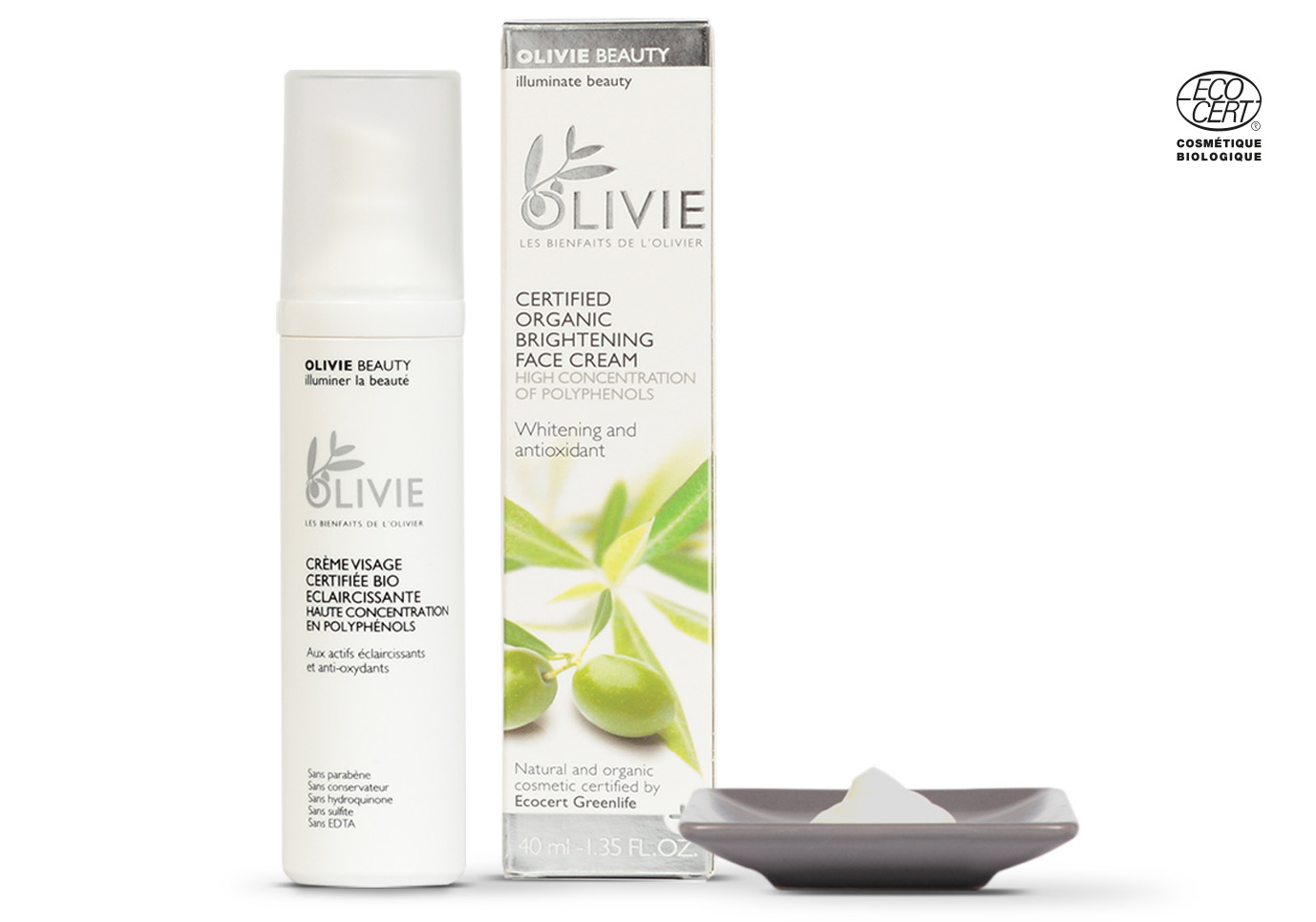 OLIVIE BEAUTY rich polyphenols cream makes the skin younger, brighter with a proven dark spot corrector.