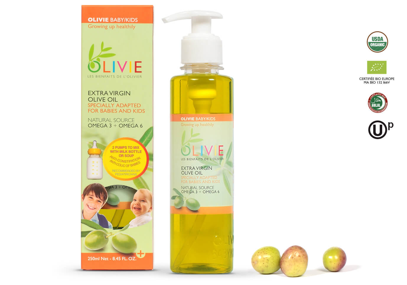 OLIVIE BABY/KIDS reduces babies colic and constipation and improves bones development and growth.