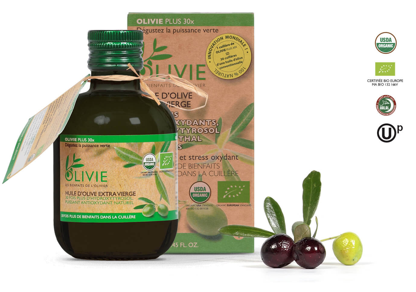 OLIVIE PLUS 30X est l'huile d'olive Bio recommandée par le Professeur Henri Joyeux, 30x riche polyphénols.